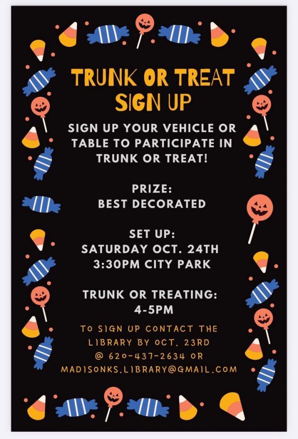 Want to decorate your vehicle or table for our trunk or treat event at the…